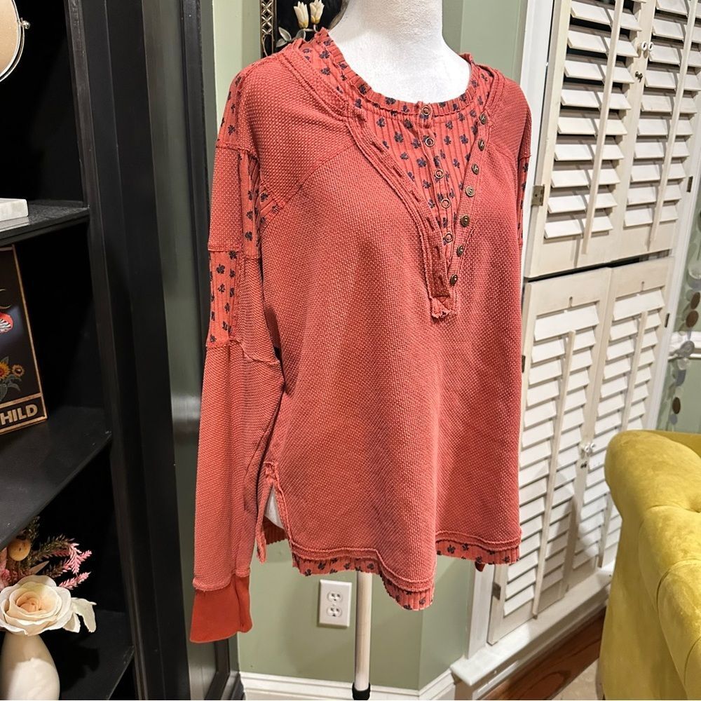 Free People Coral Waffle Knit Long Sleeve Top - Picture 4 of 11